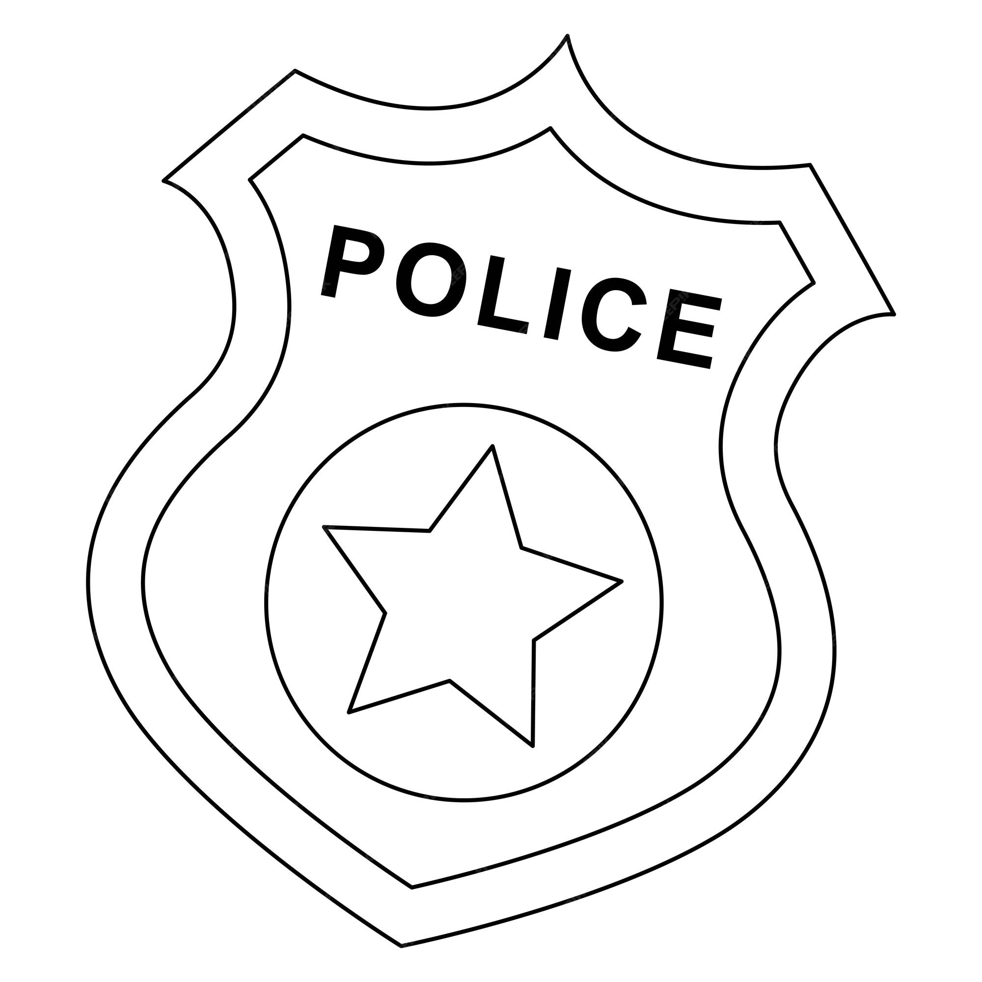 Premium vector police badge isolated coloring page for kids