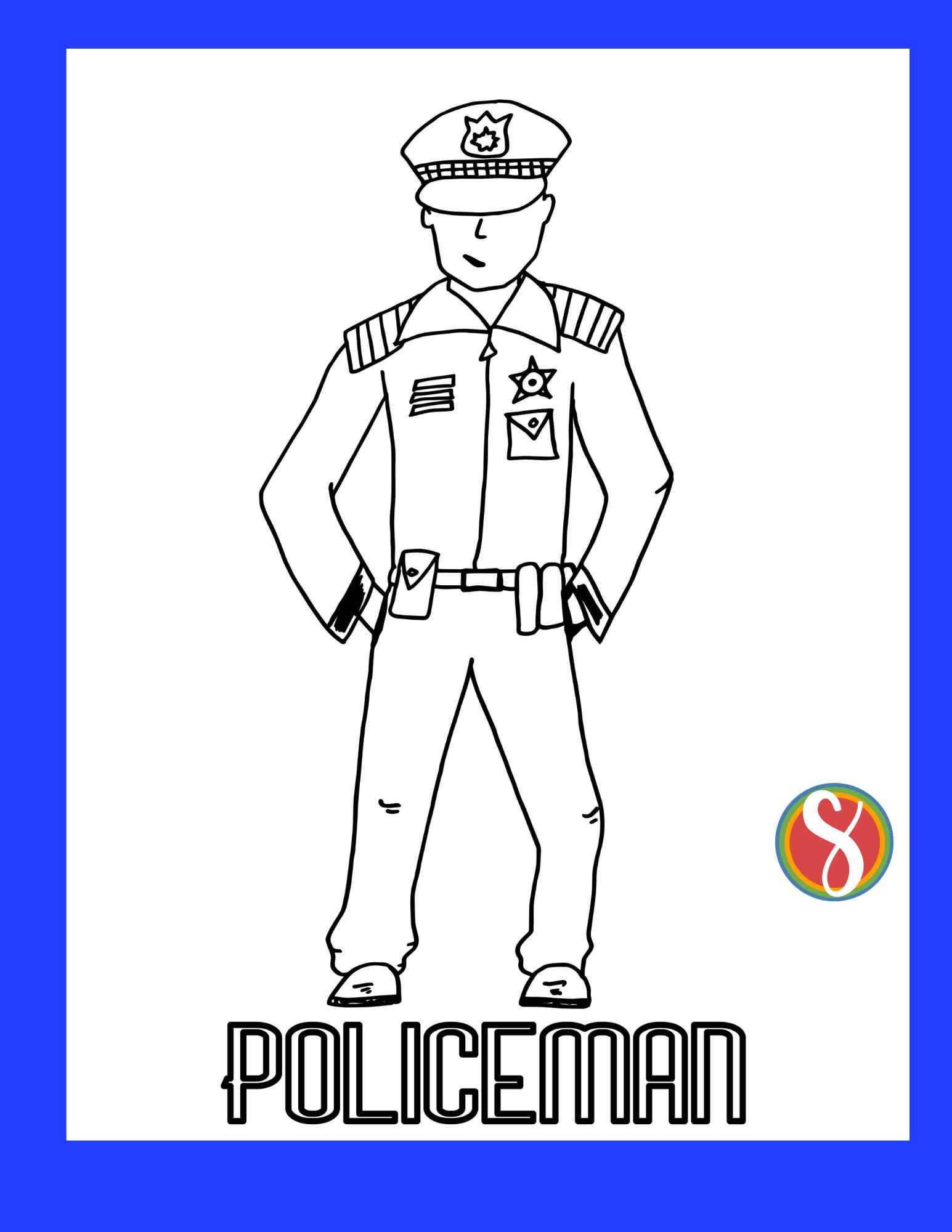 Free police coloring page â stevie doodles