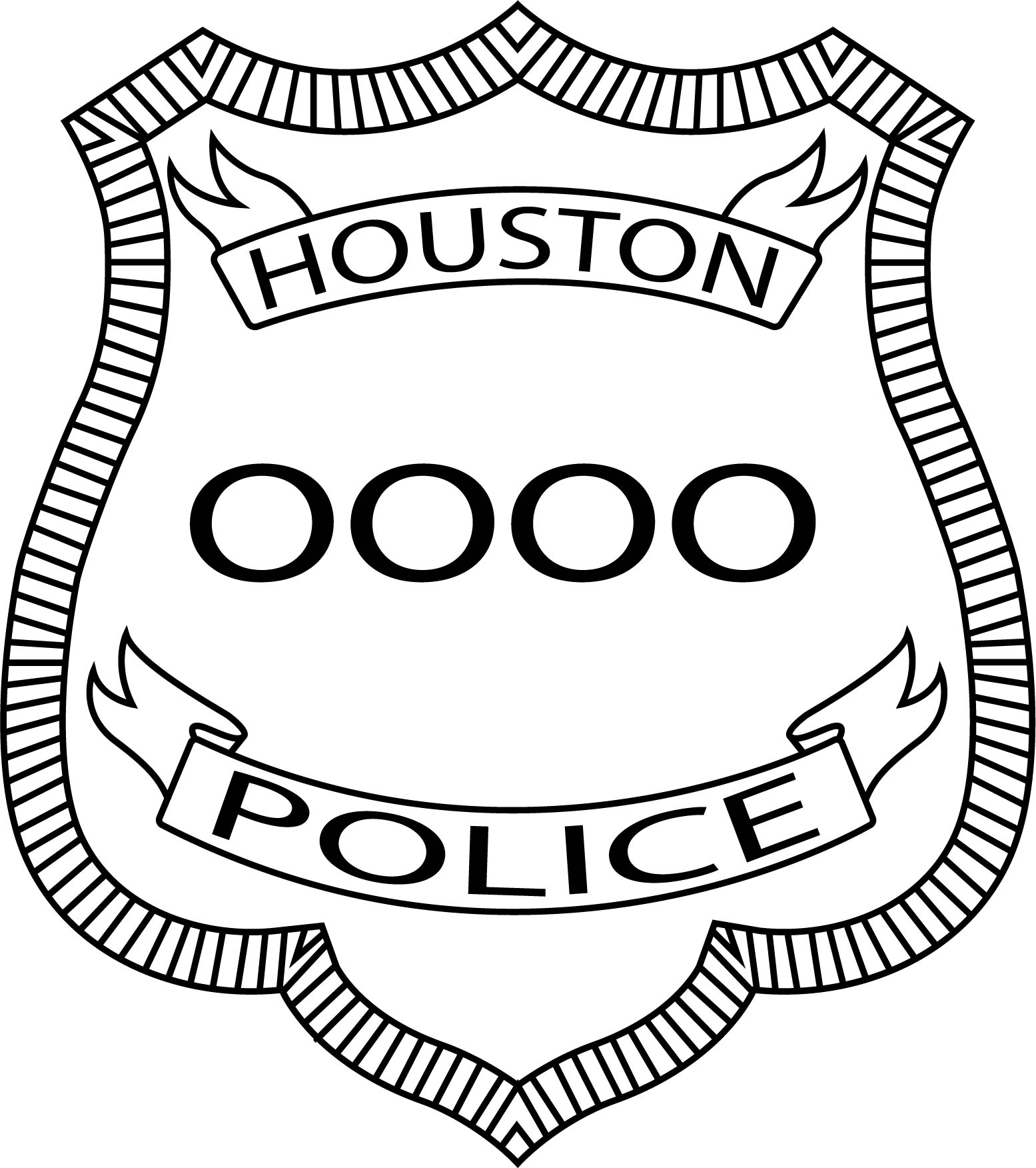 Houston police badge vector file black white vector outline