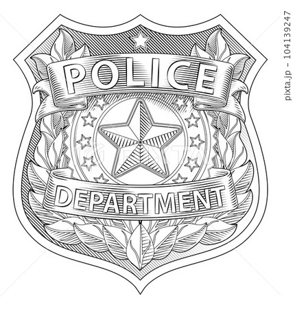 Police badge shield star sheriff cop crest symbol