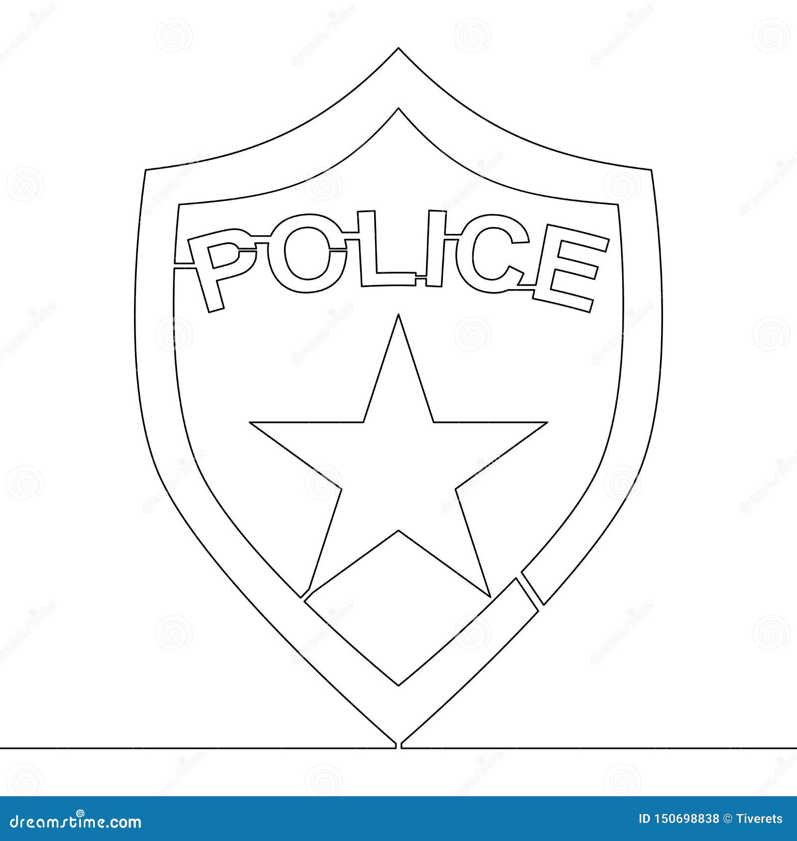 Continuous one line drawing police badge concept stock vector