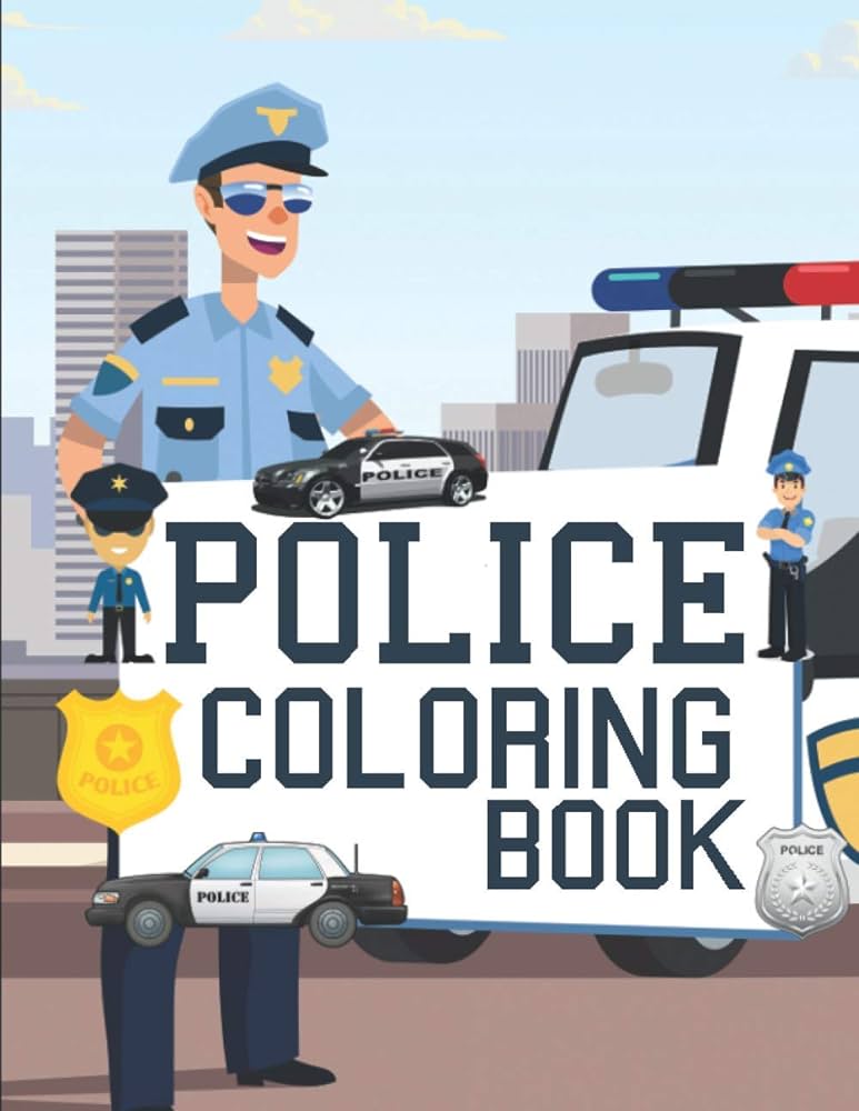 Police coloring book police coloring pages for kids cars officers sherif badge dog helicopter and more by