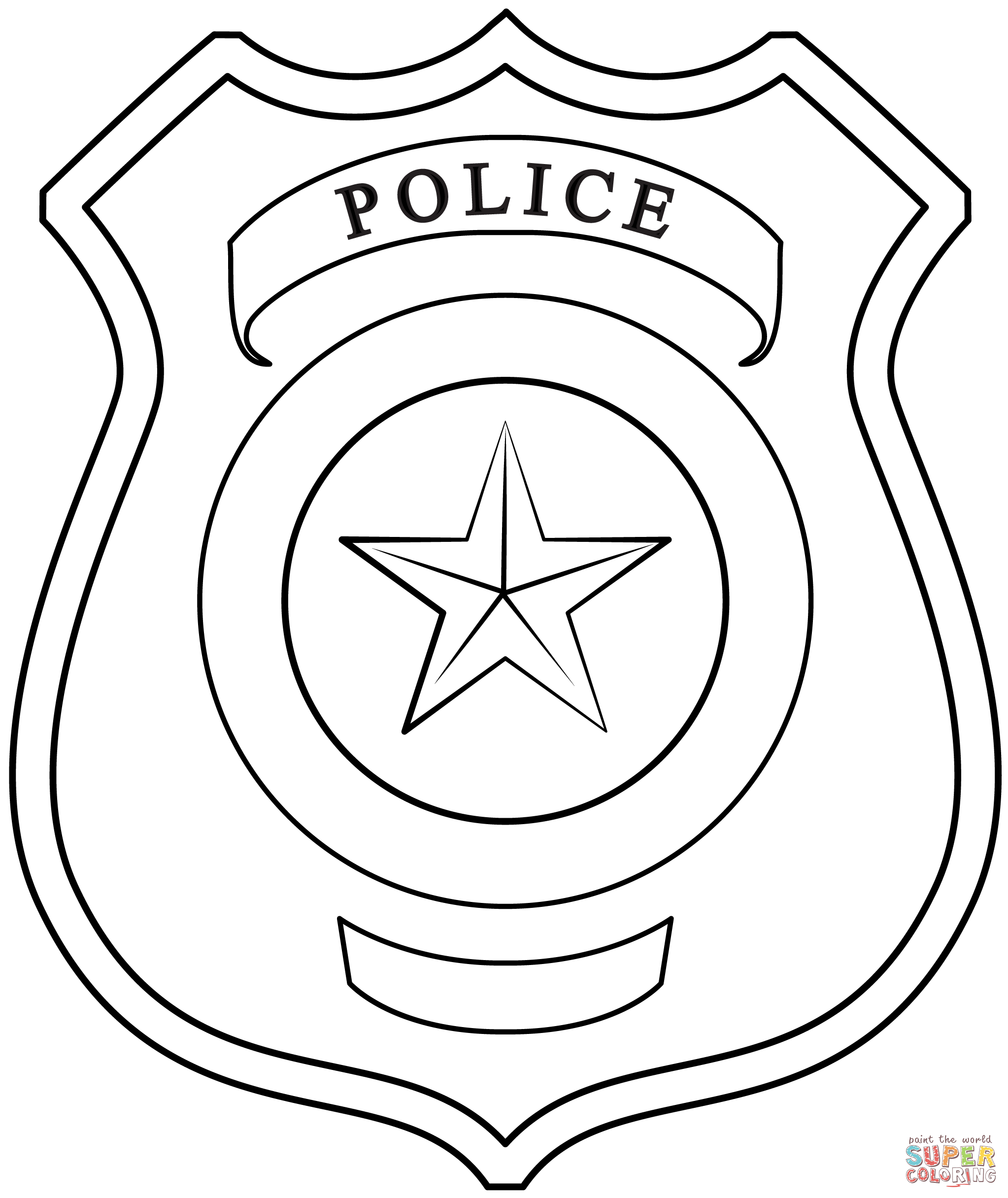 Police badge coloring page free printable coloring pages