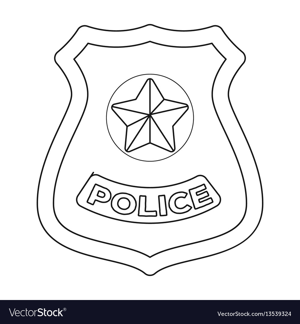 Police badge icon in outline style isolated vector image