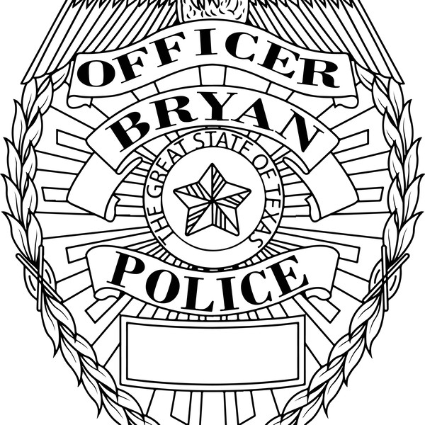 Police badge state black white vector outline or line art f