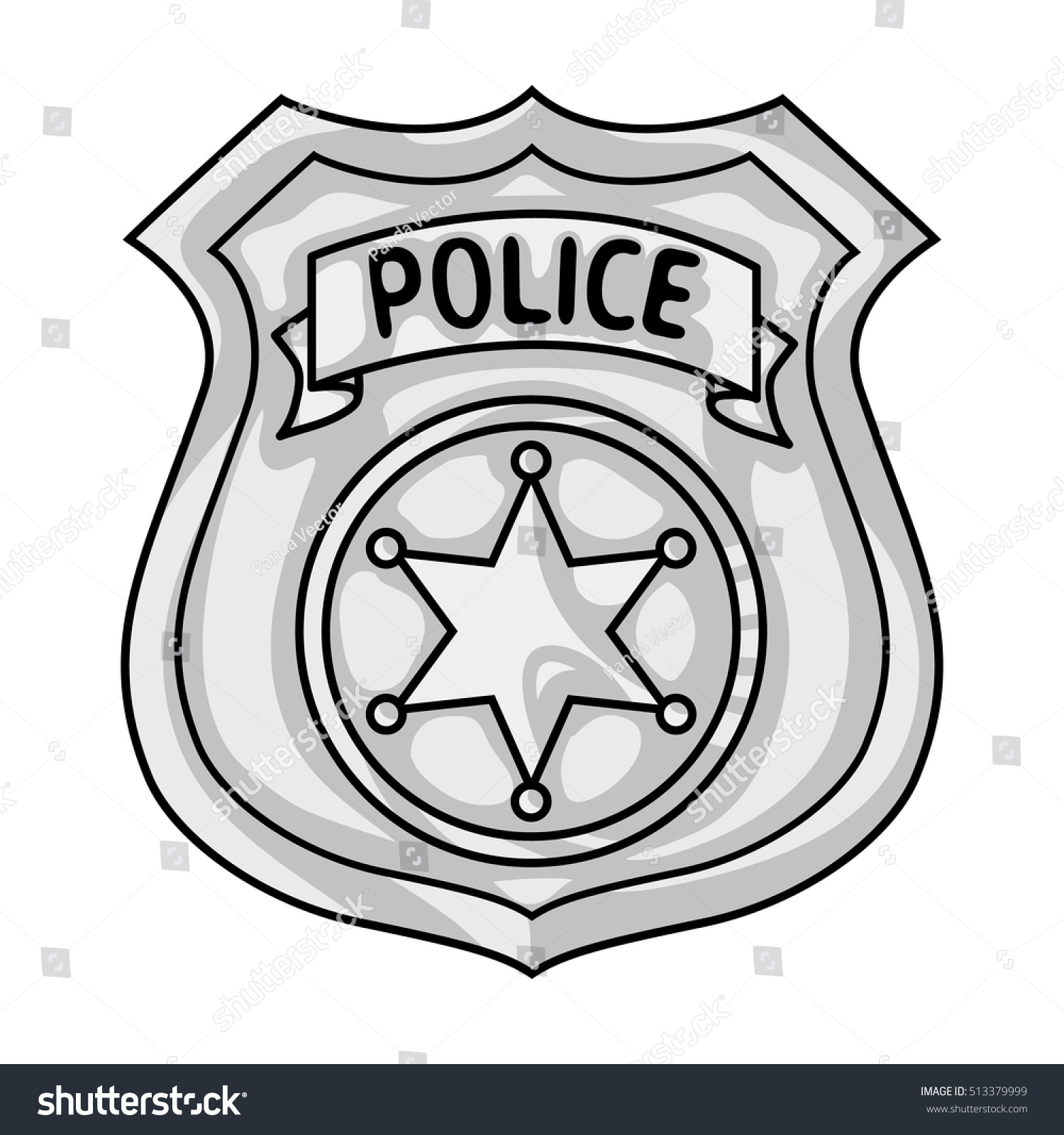 Police officer badge icon monochrome style stock vector royalty free