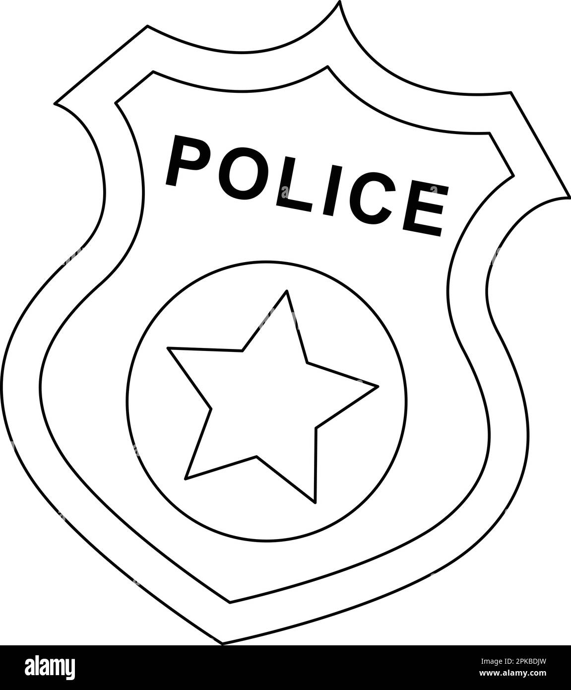 Police badge isolated coloring page for kids stock vector image art