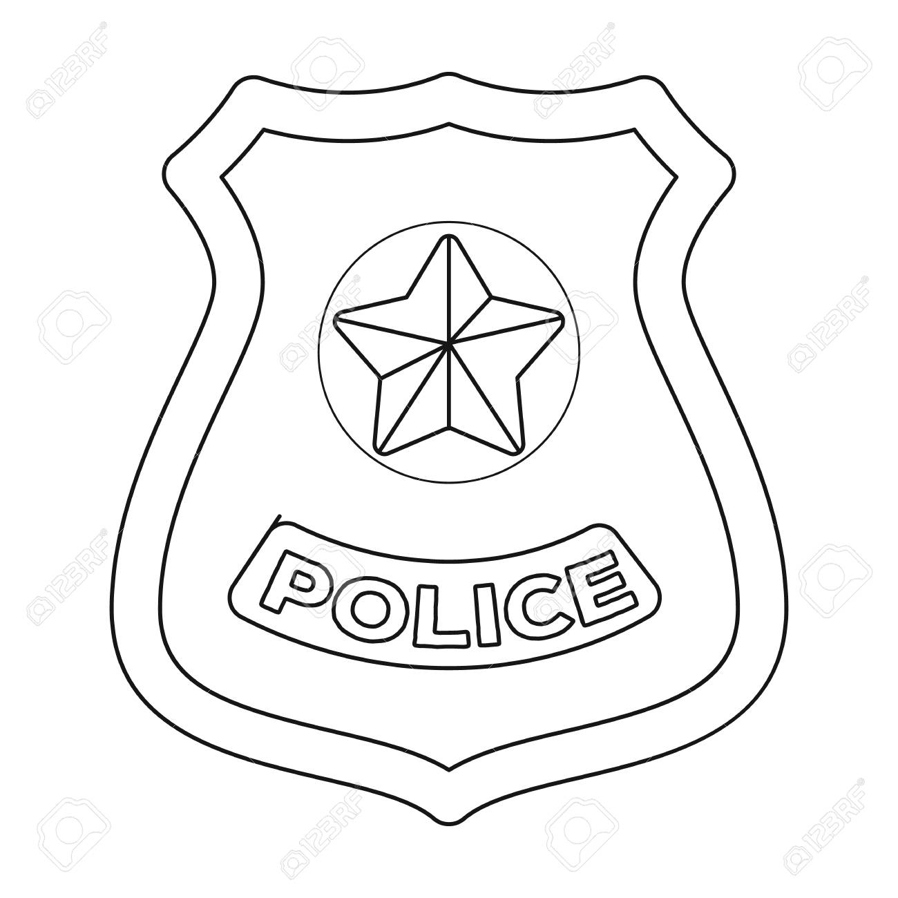 Police badge icon in outline design isolated on white background police symbol stock vector illustration royalty free svg cliparts vectors and stock illustration image