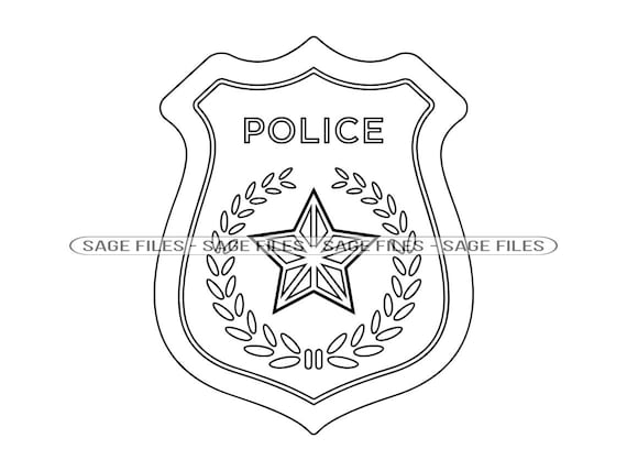 Police badge outline svg police svg police clipart police files for cricut police cut files for silhouette png dxf