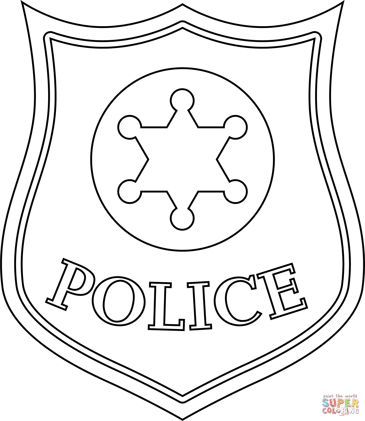 Police badge coloring page free printable coloring pages