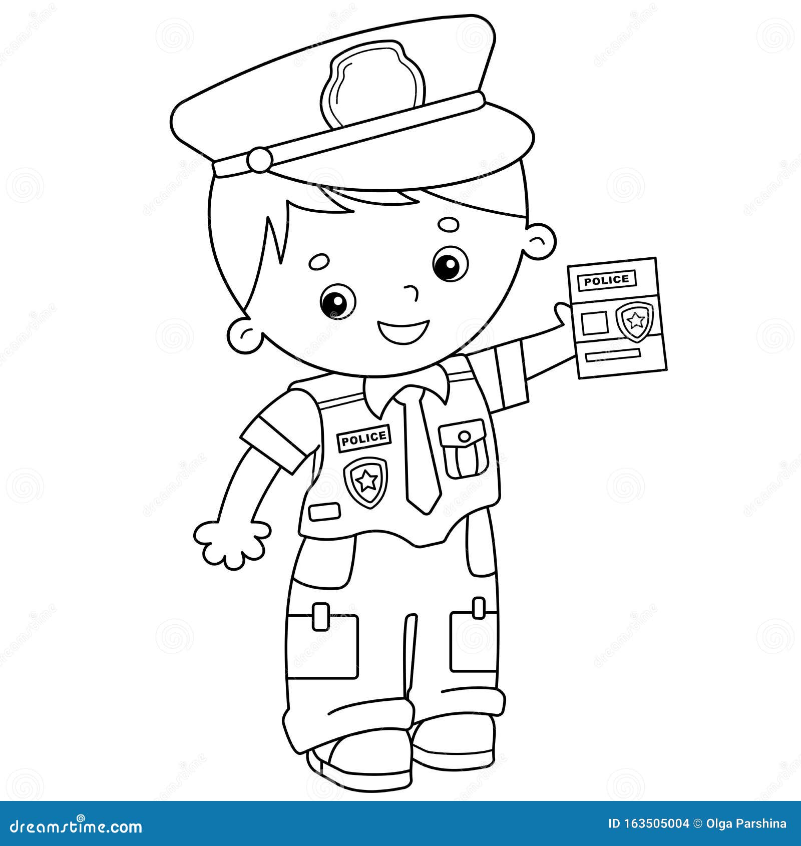 Coloring page outline of cartoon policeman profession