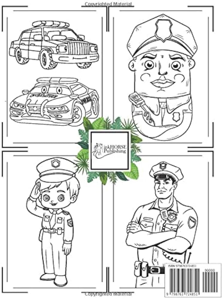 Police coloring book for kids ages