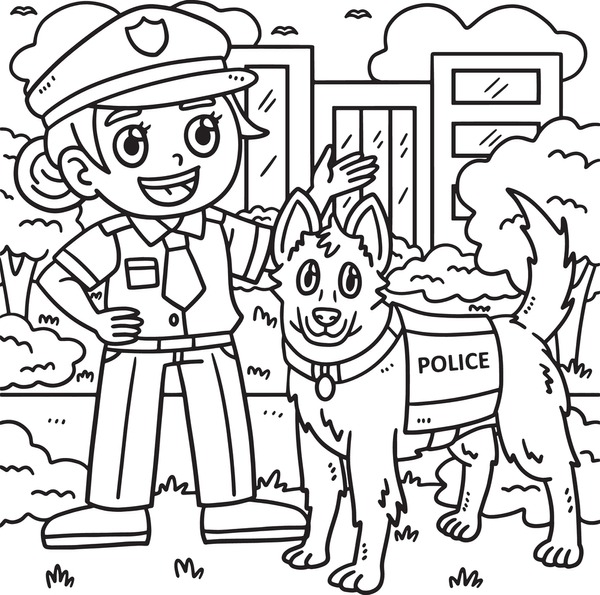 Thousand coloring page police royalty