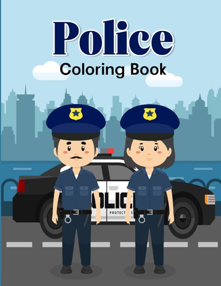 Police coloring book for kids ages