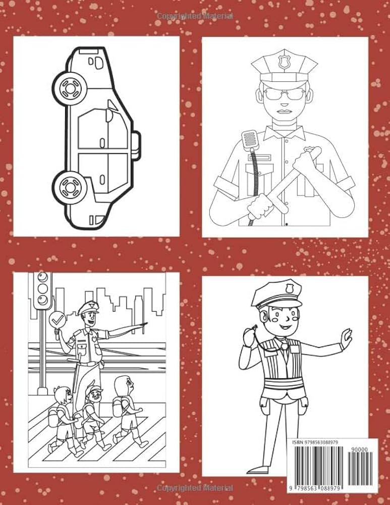Police coloring book for kids coloring pages with cop cars poliemen and police dogs gift idea for toddlers barrys oscar books