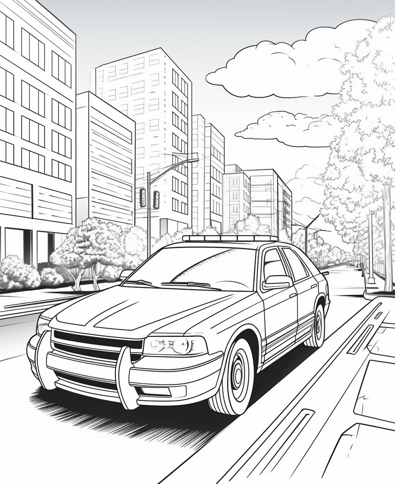 Police cars coloring pages in premium quality by coloringbooksart on