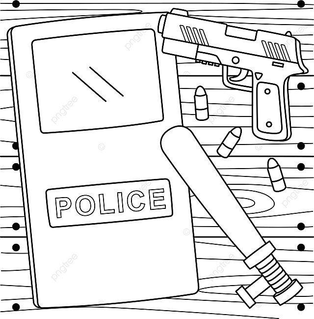 Police officer equipment coloring page for kids colouring book kids page vector book drawing ring drawing kid drawing png and vector with transparent background for free download
