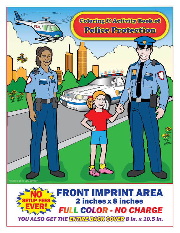 Police protection imprintable coloring and activity book
