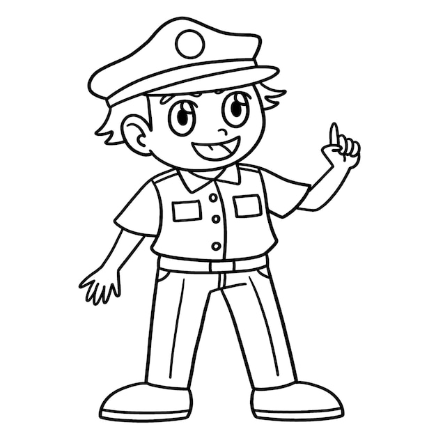Premium vector police officer isolated coloring page for kids