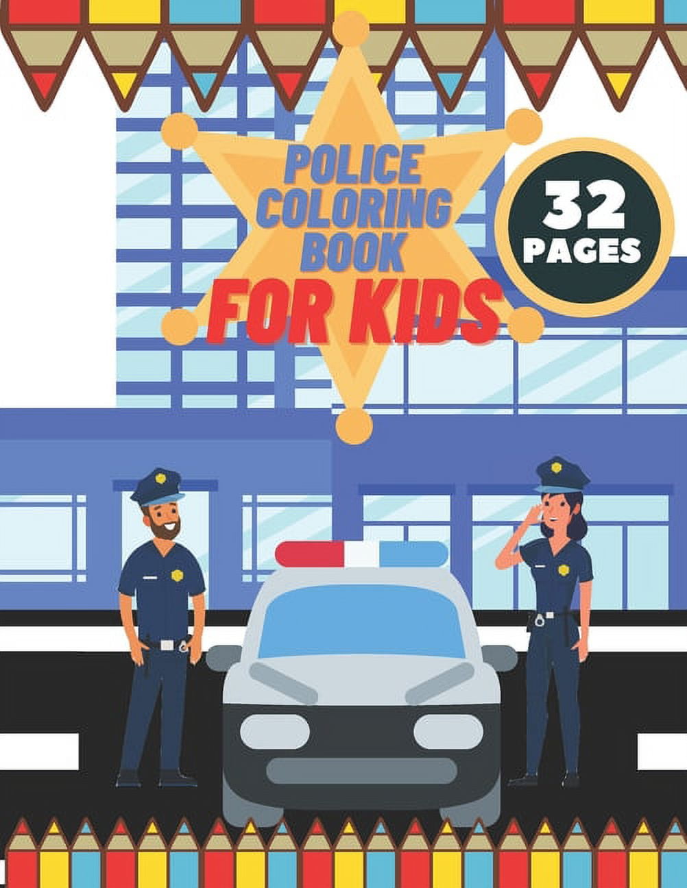 Police coloring book for kids toddlers boys girls illustrations with officers cars helicopter buildings and more paperback