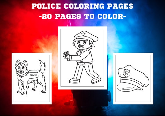 Police coloring pages for kids boys and girls police officer dog car coloring book gifts for police lovers instant download
