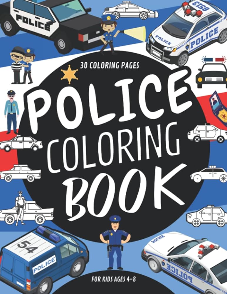 Police coloring book for kids ages