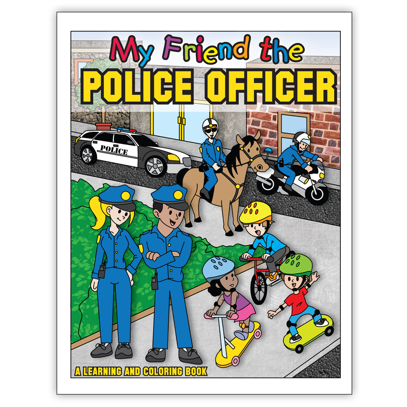 My friend the police officer learning coloring activity books