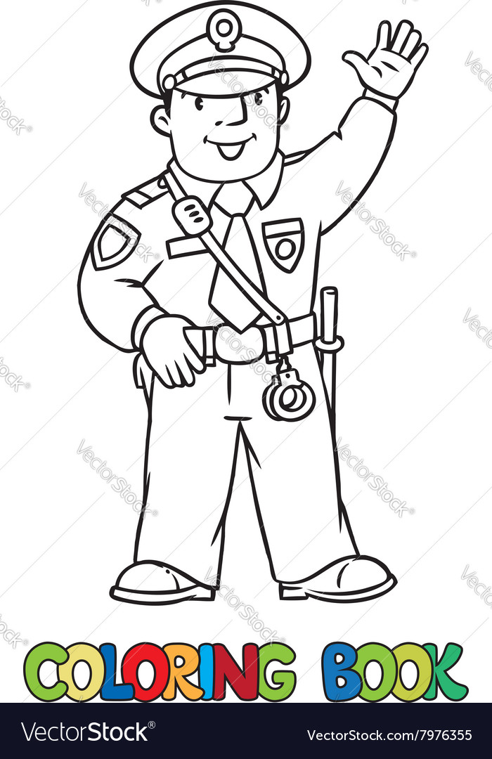 Funny policeman coloring book royalty free vector image