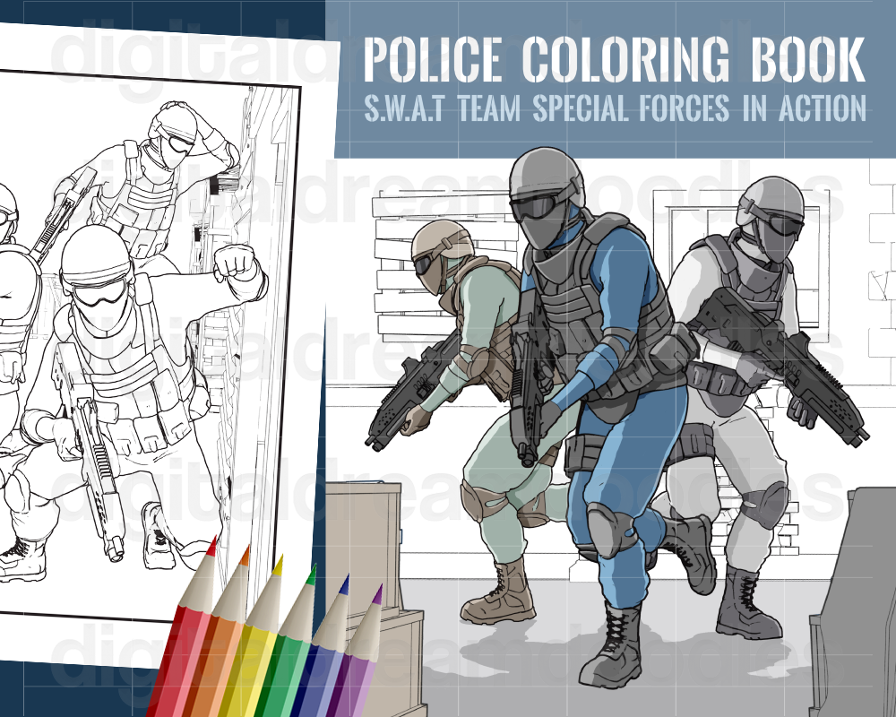 Police coloring book swat team coloring pages special forces