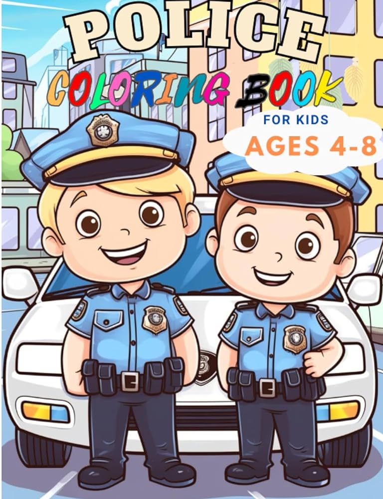 Police coloring book for kids ages