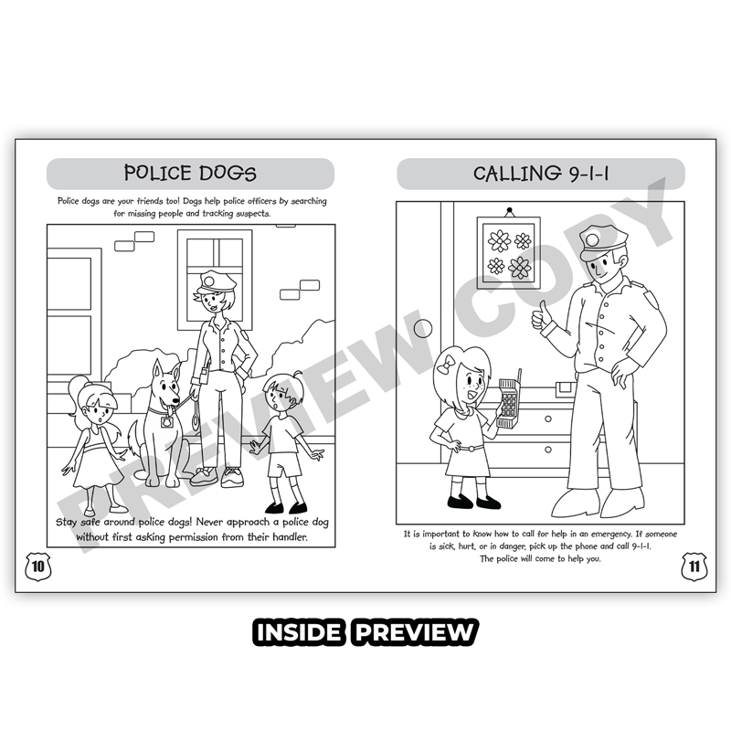 My friend the police officer learning coloring activity books