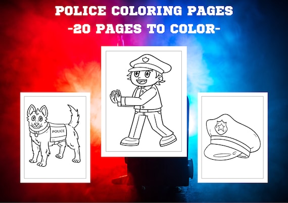 Police coloring pages for kids boys and girls police officer dog car coloring book gifts for police lovers instant download