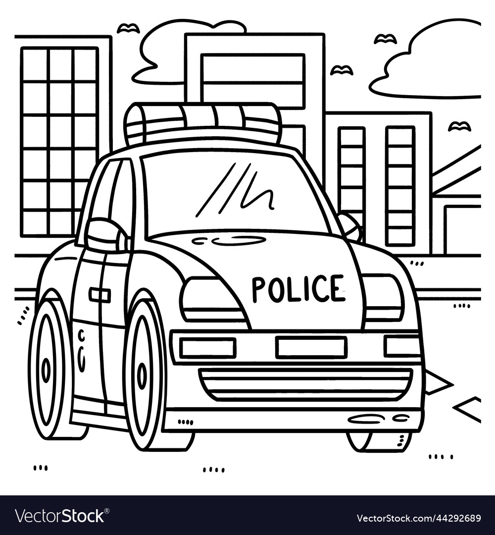 Police car coloring page for kids royalty free vector image