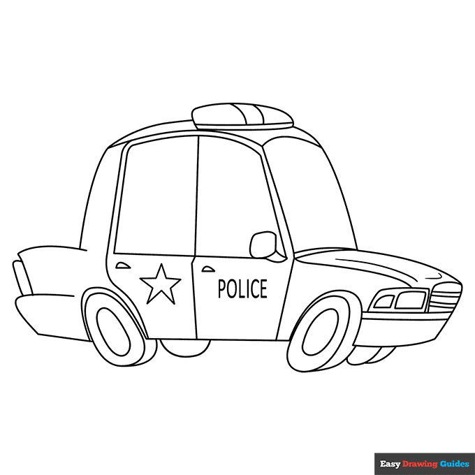 Police car coloring page easy drawing guides