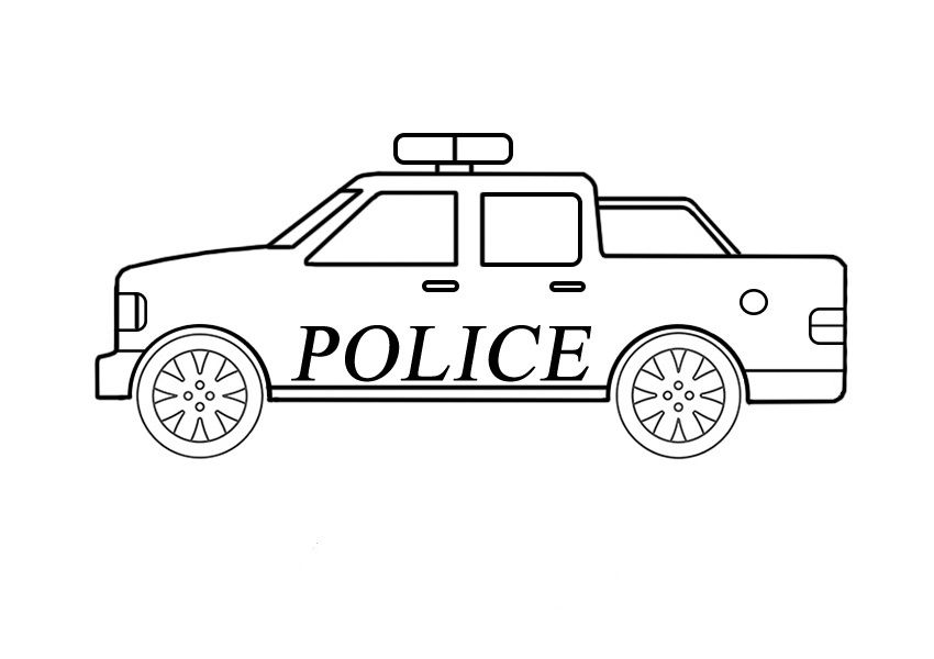 Easy police car coloring page