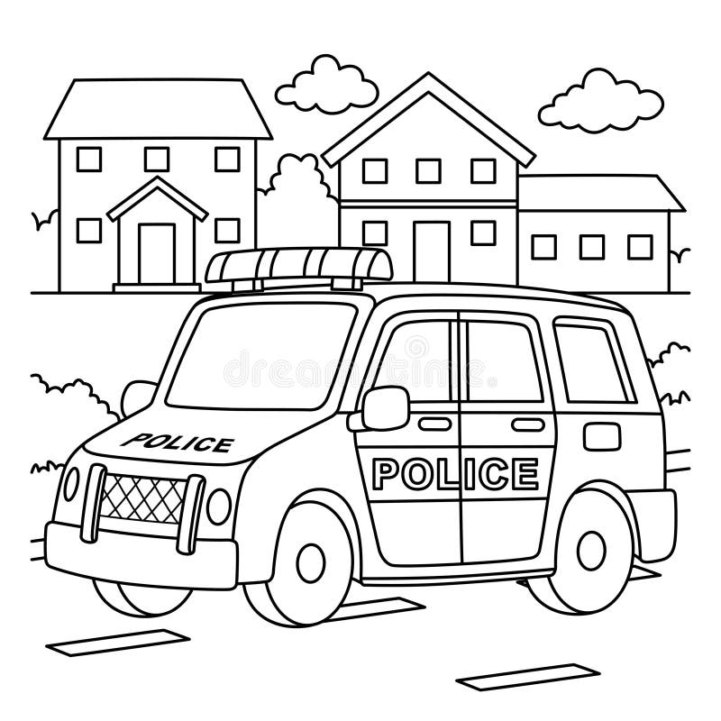 Police car coloring page for kids stock vector