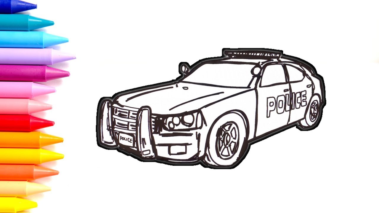 Police car coloring pages how to draw a police car drawing for kids