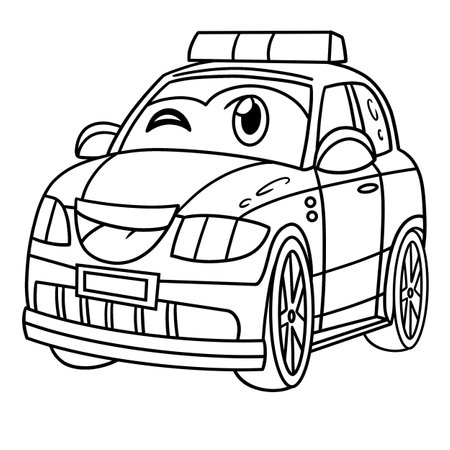 Police car with face vehicle coloring page