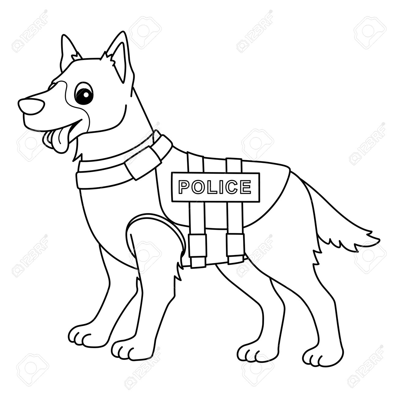 Police dog isolated coloring page for kids royalty free svg cliparts vectors and stock illustration image