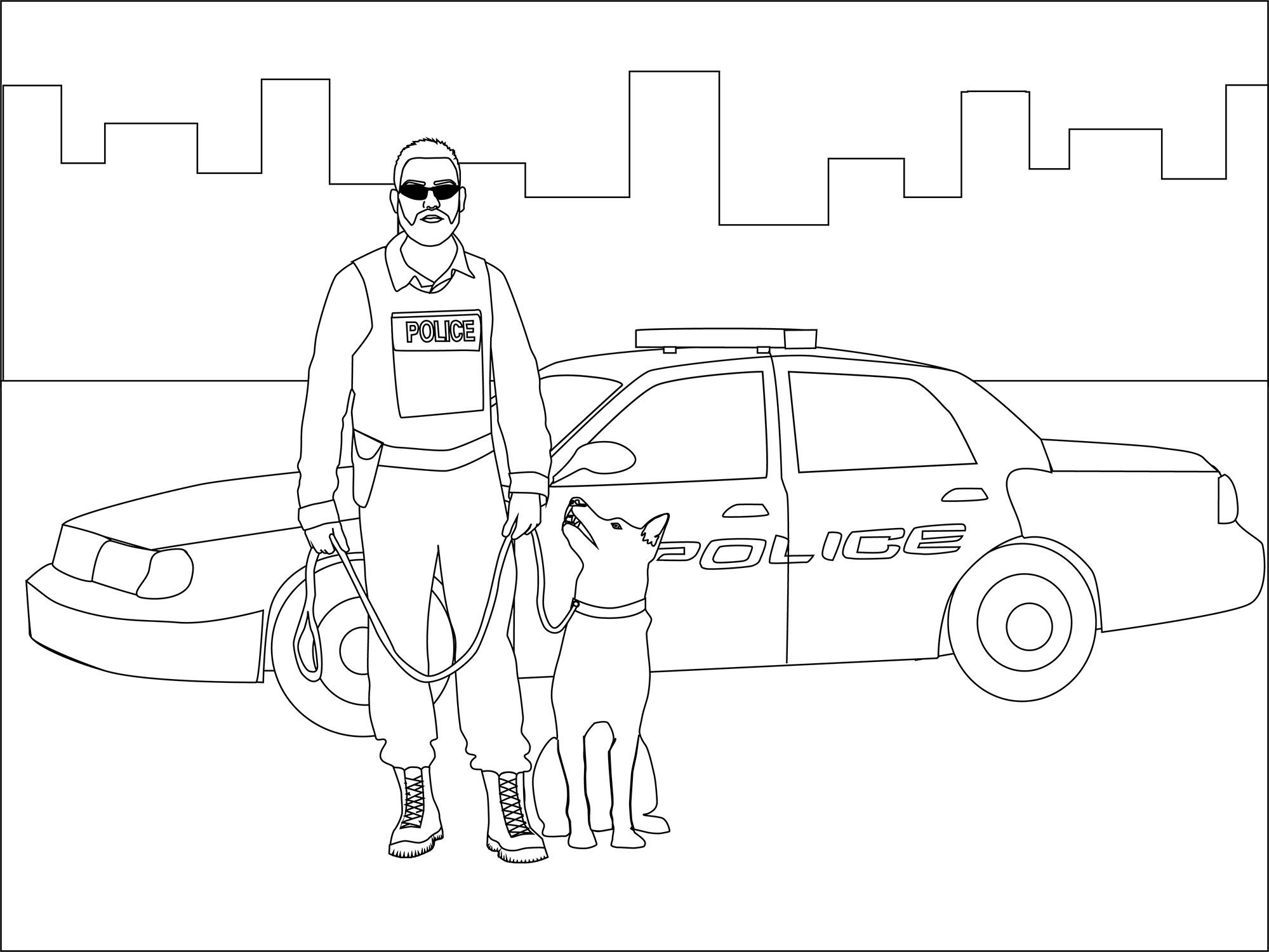 Police dog coloring page