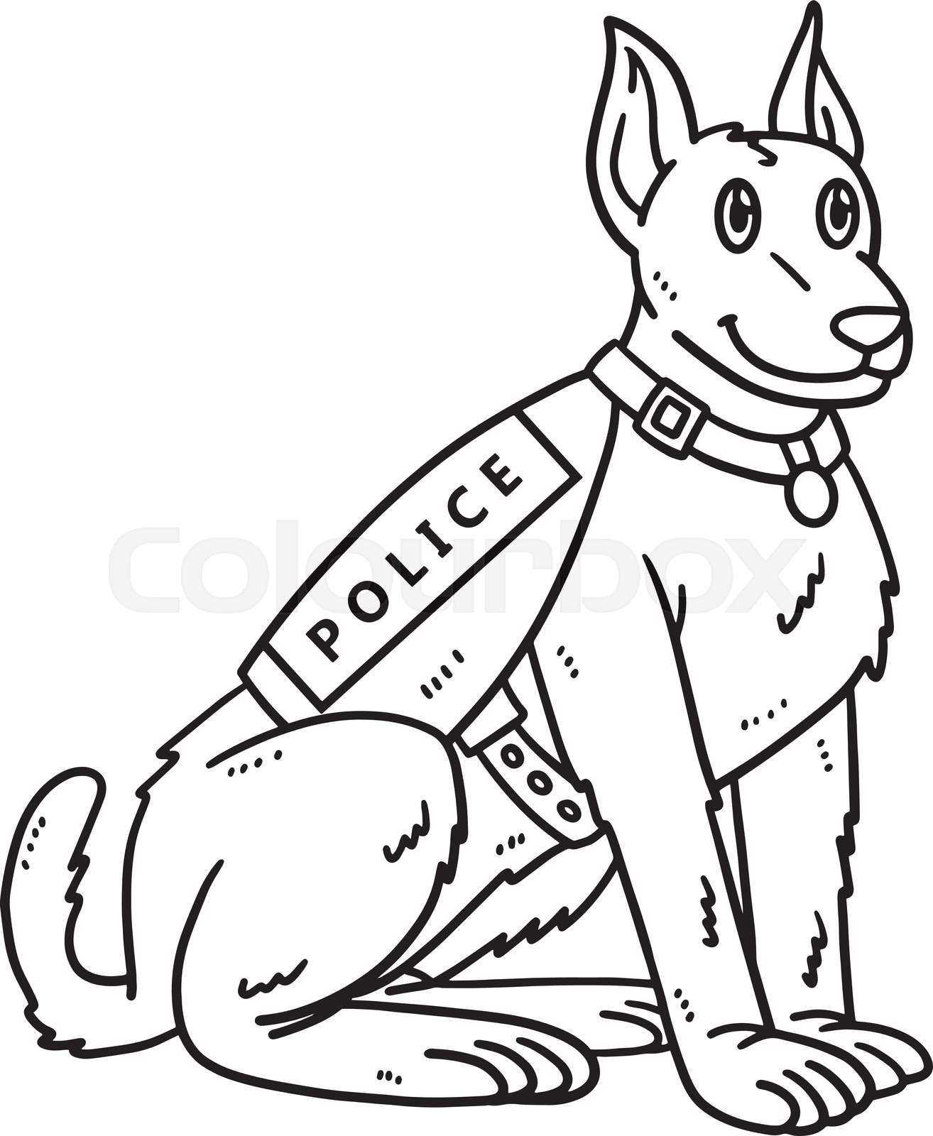 Police dog isolated coloring page for kids stock vector