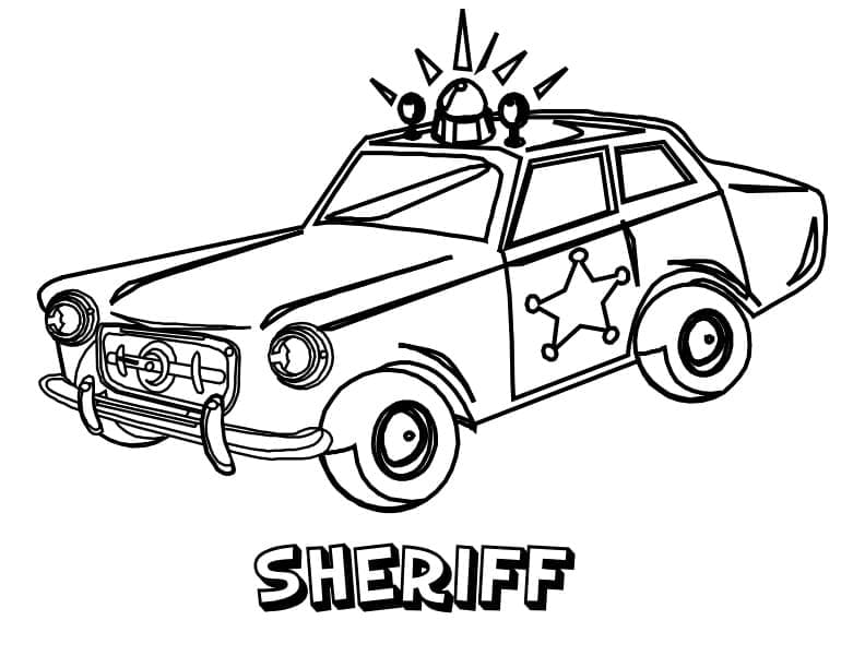 Sheriff police car coloring page