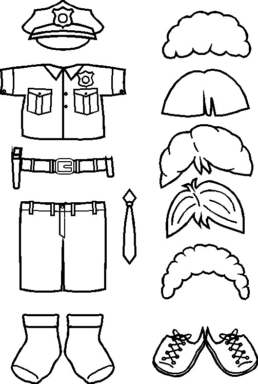 Police paper doll friends outline