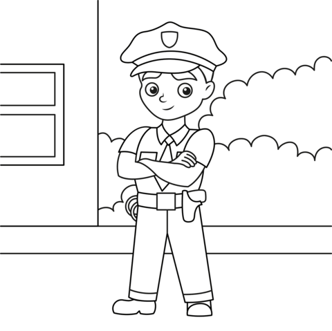 Cartoon police officer coloring page free printable coloring pages