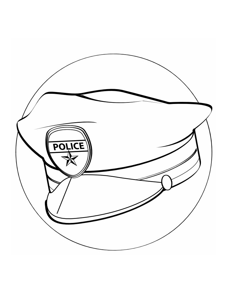 Police hat coloring page for labor day