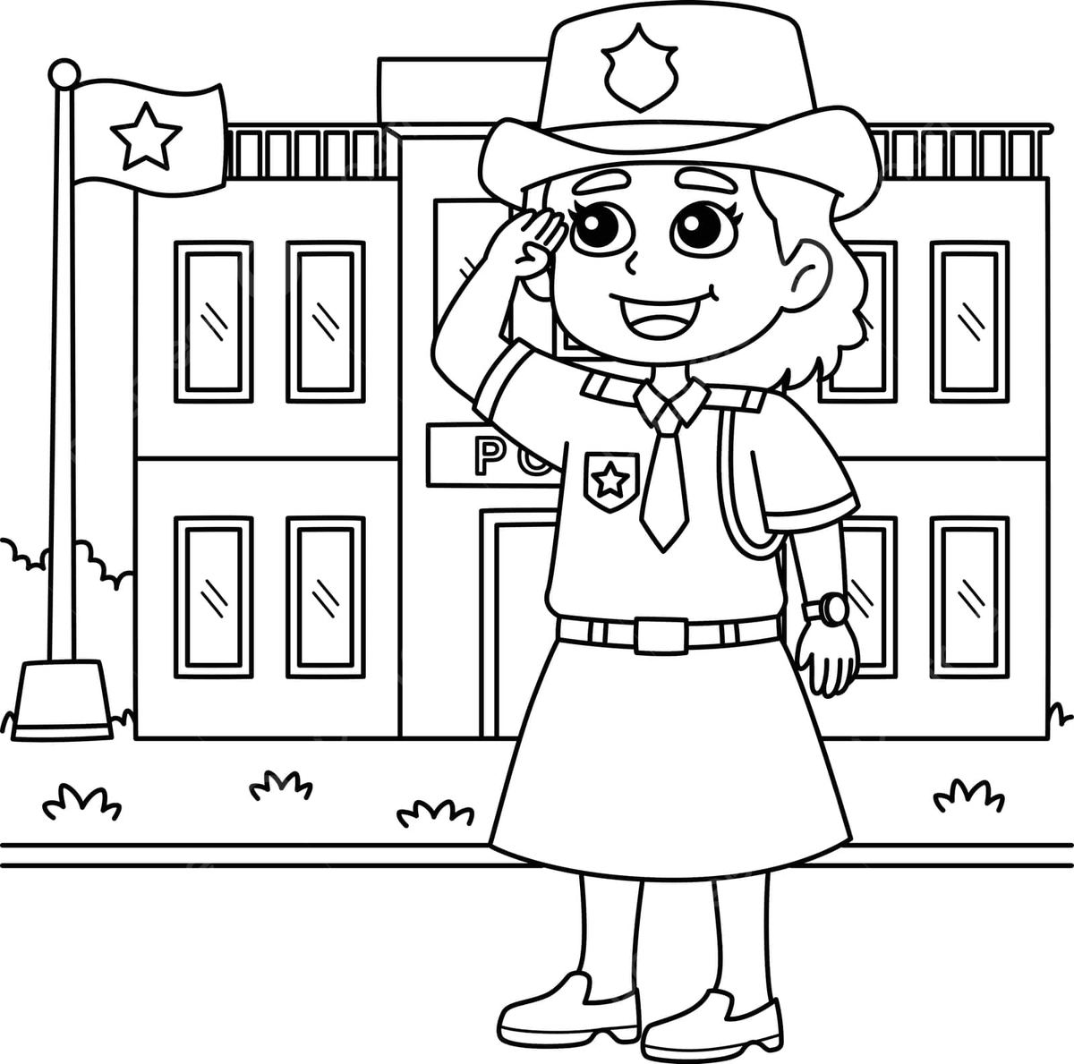 Policewoman coloring page for kids color colouring page coloring vector woman drawing man drawing ring drawing png and vector with transparent background for free download