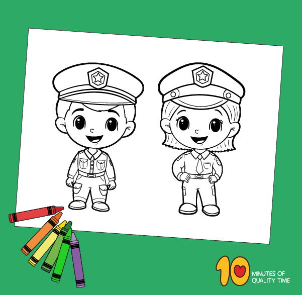 Police officer coloring page â minutes of quality time