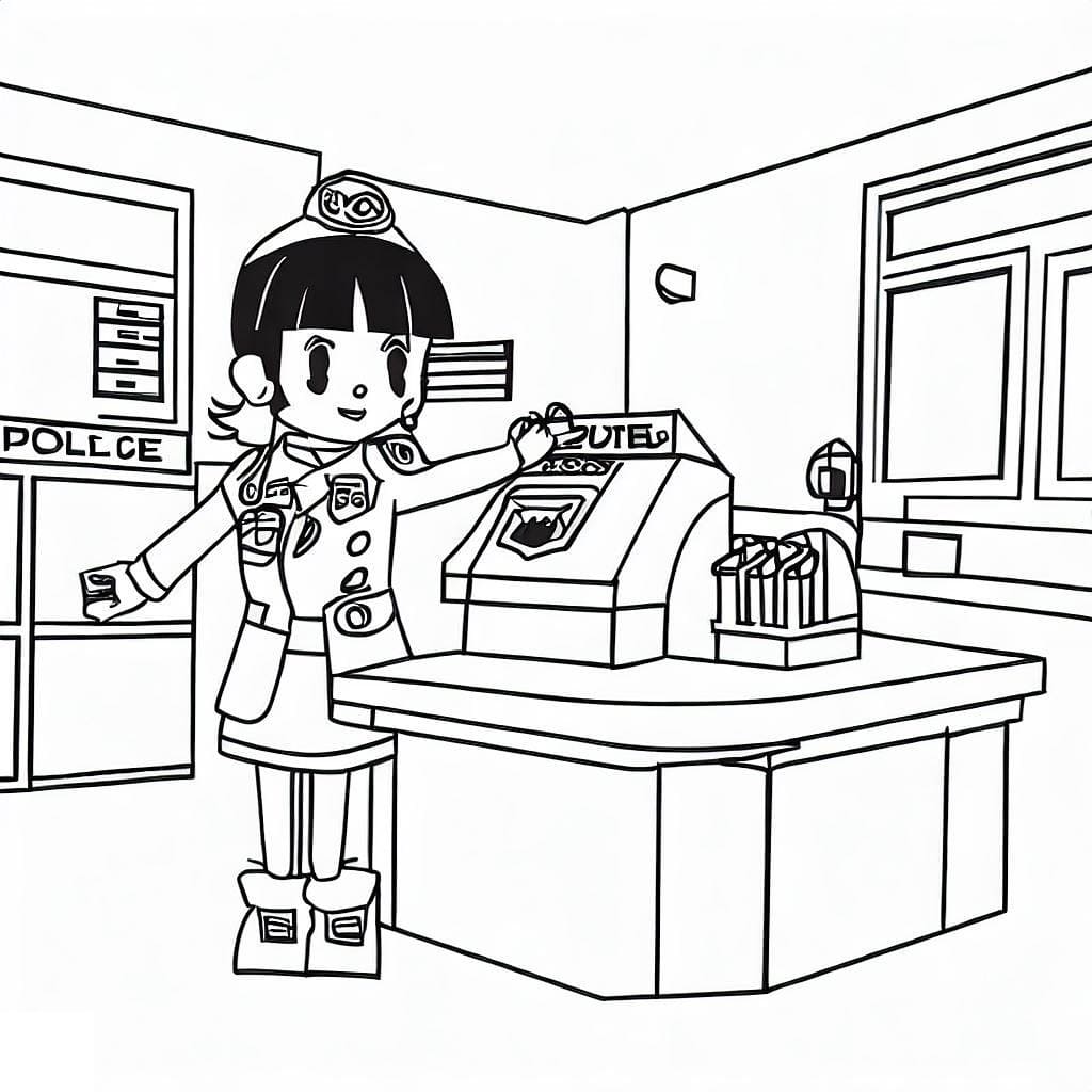 In the police station coloring page