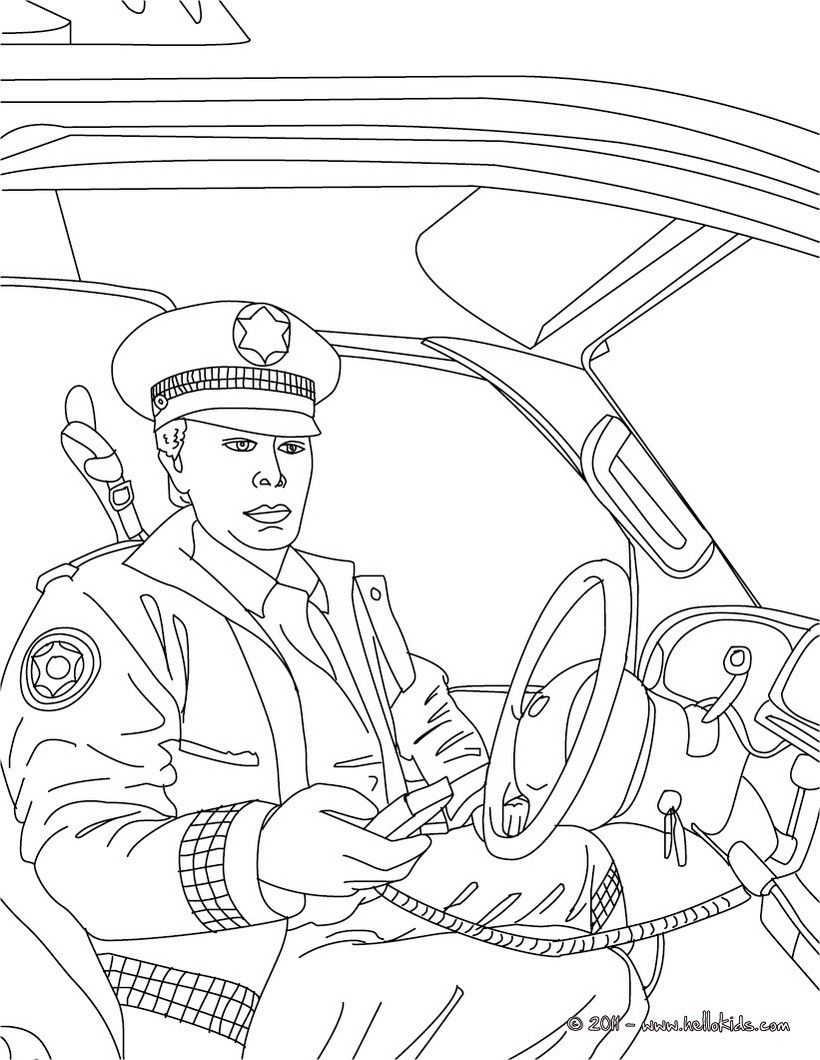 Policeman in his police car in coloring sheet amazing way for kids to discover job more original câ coloring pages cars coloring pages coloring pages for kids