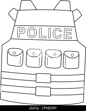 Police officer equipment coloring page for kids stock vector image art